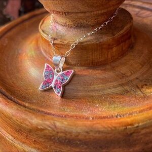 Silver Butterfly Pendant Necklace